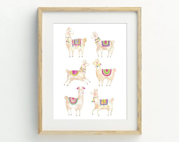 Minimalist Llama Art Print, Cute Animal Wall Art