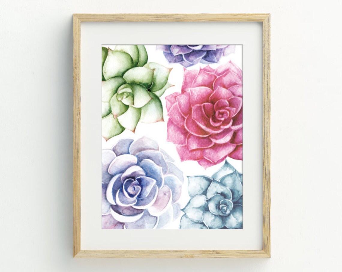 Watercolor Succulents Print, Southwestern Decor