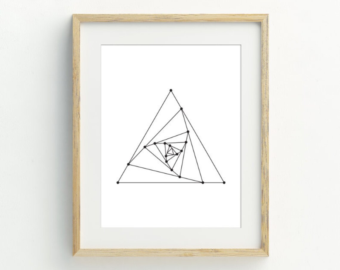 Geometric Black and White Triangle Minimalist Art Print