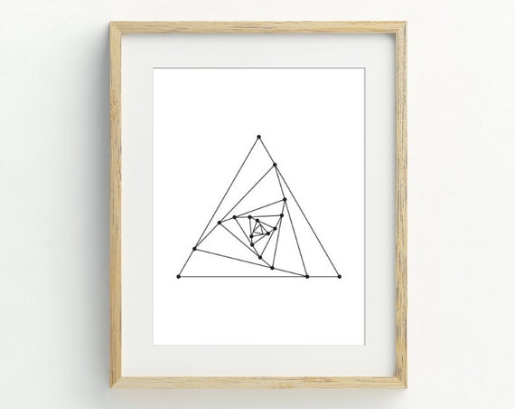 Geometric Black and White Triangle Minimalist Art Print