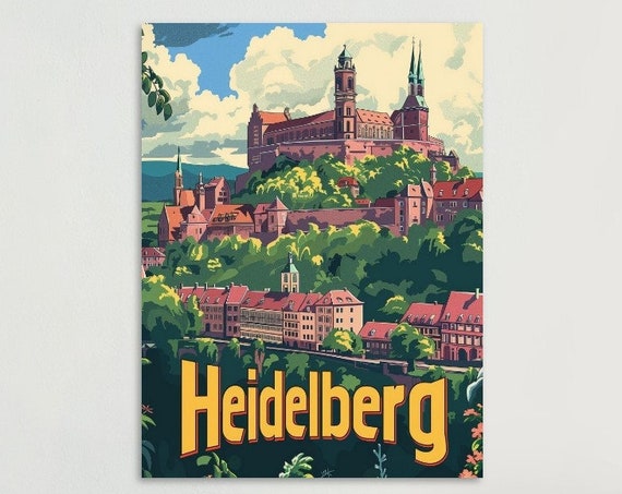 Heidelberg Vintage Colorful Poster Retro Wall Art Home Decor Unique Gift Idea