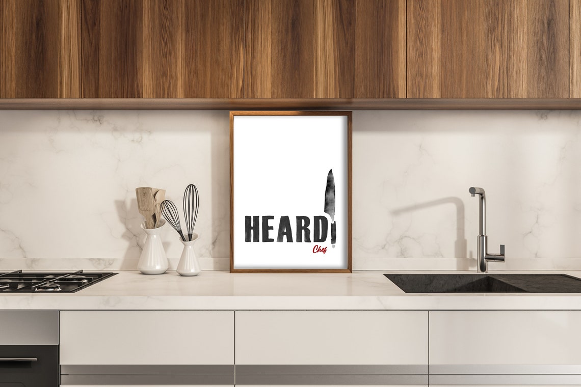 Heard Chef Kitchen Watercolor Knife Funny Culinary Quote Art Poster - Image 2