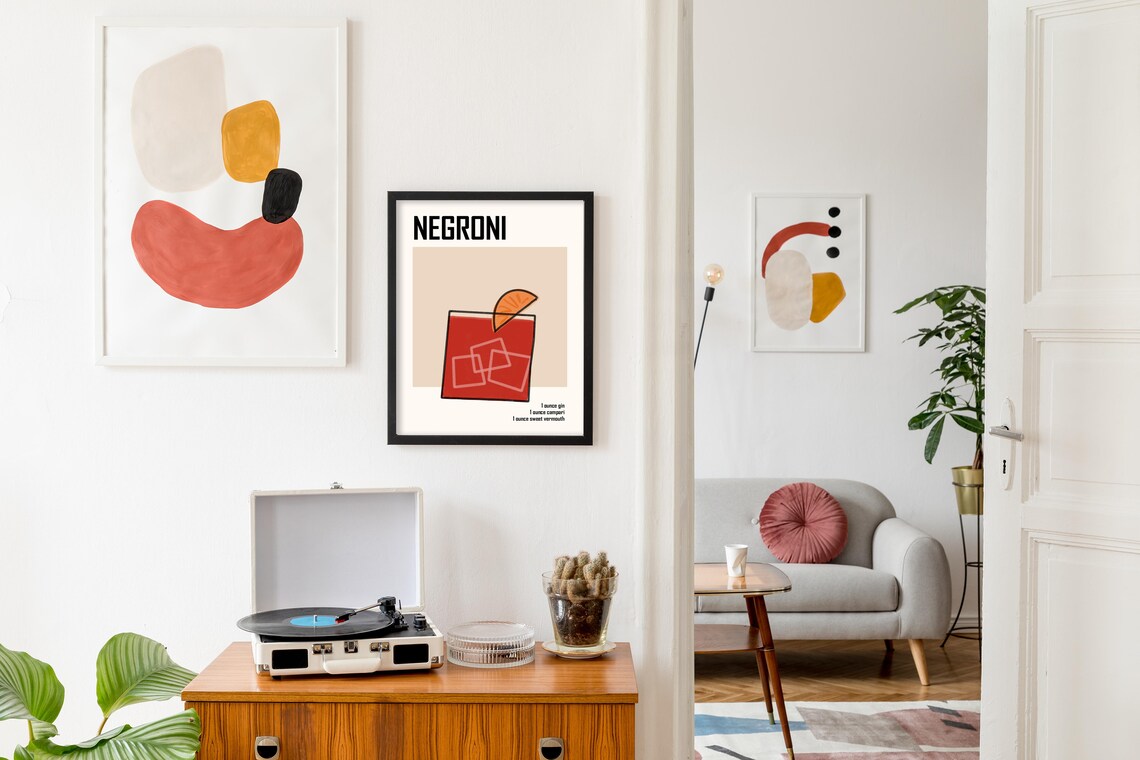 Retro Negroni Ingredients Poster, Minimalist Bar Cart Art - Image 2