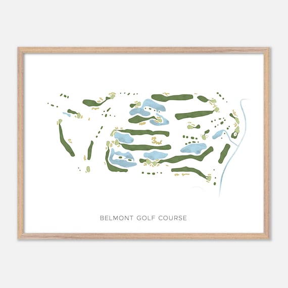 Belmont Golf Course Modern Minimalist Watercolor Golf Map Poster