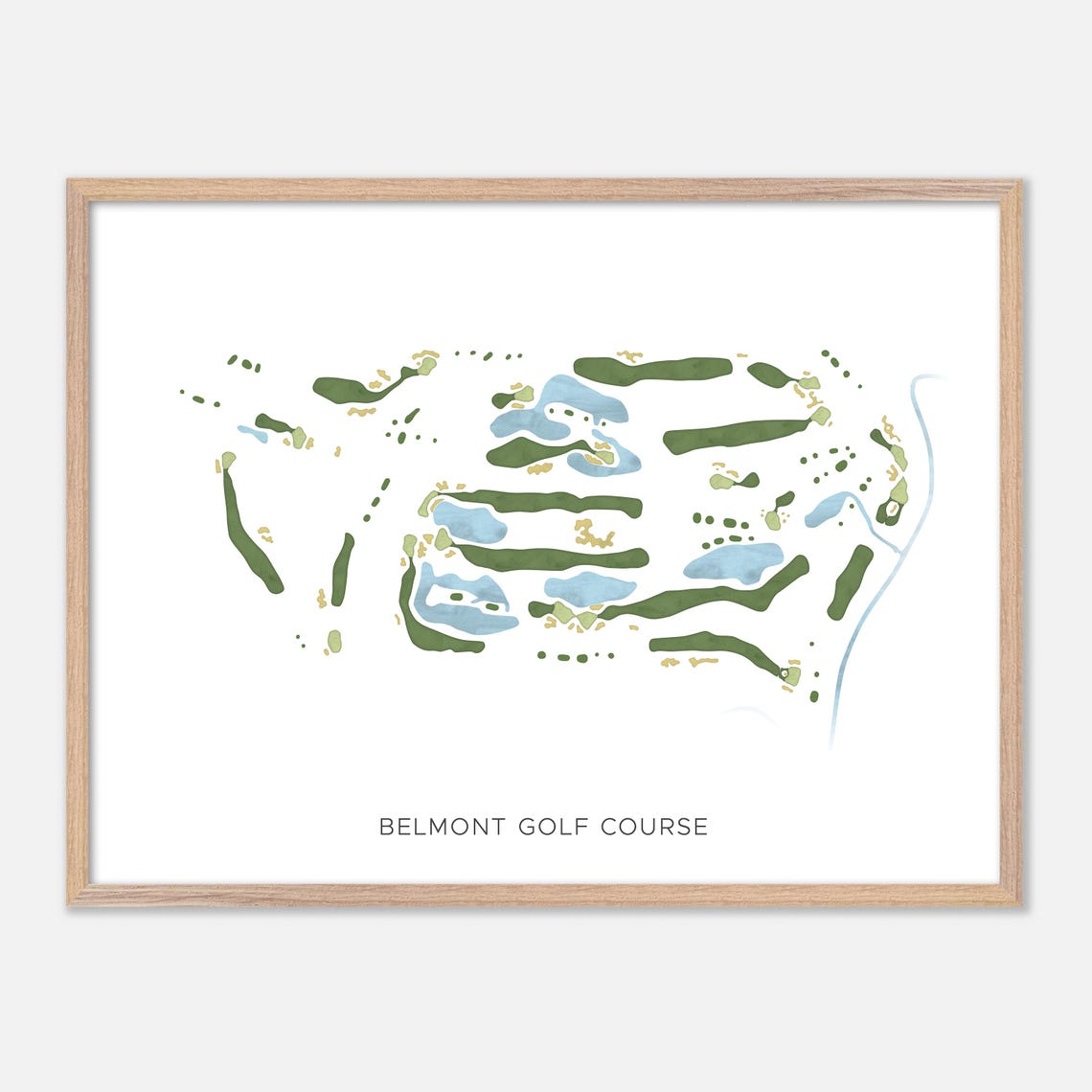 Belmont Golf Course Modern Minimalist Watercolor Golf Map Poster