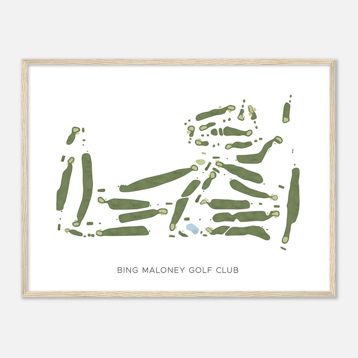 Bing Maloney Golf Club California Watercolor Course Map Poster - Image 2