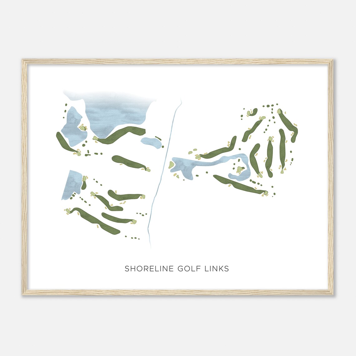 Shoreline Golf Links California Modern Watercolor Map Golfer Gift Golf Wall Art Golf Poster Print Course Layout