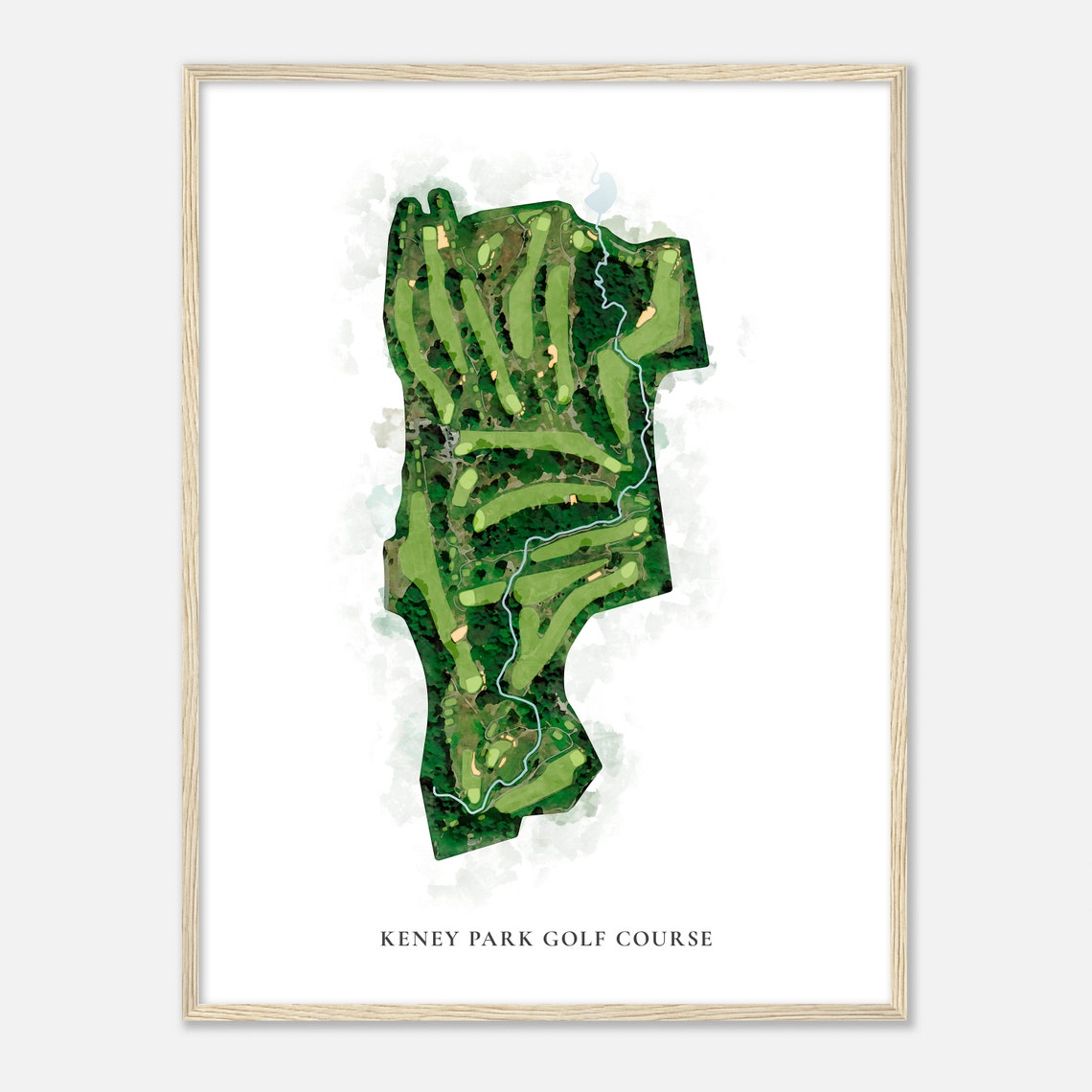 Keney Park Golf Course Classic Watercolor Aerial Course Map Poster - Image 2