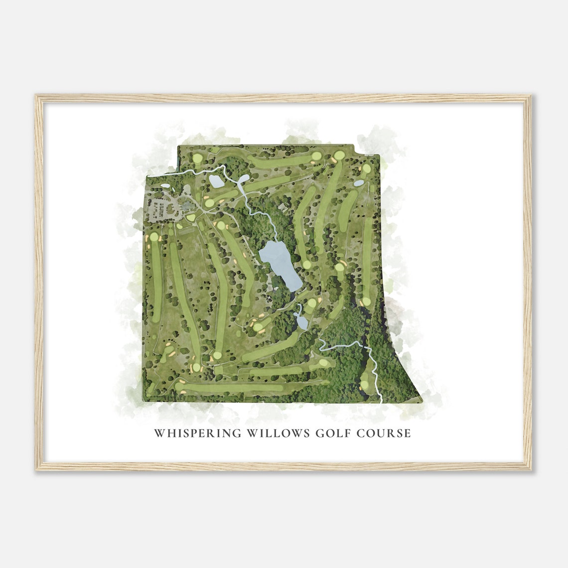 Whispering Willows Golf Course Michigan Classic Watercolor Map Golfer Gift Golf Wall Art Golf Poster Print Course Layout