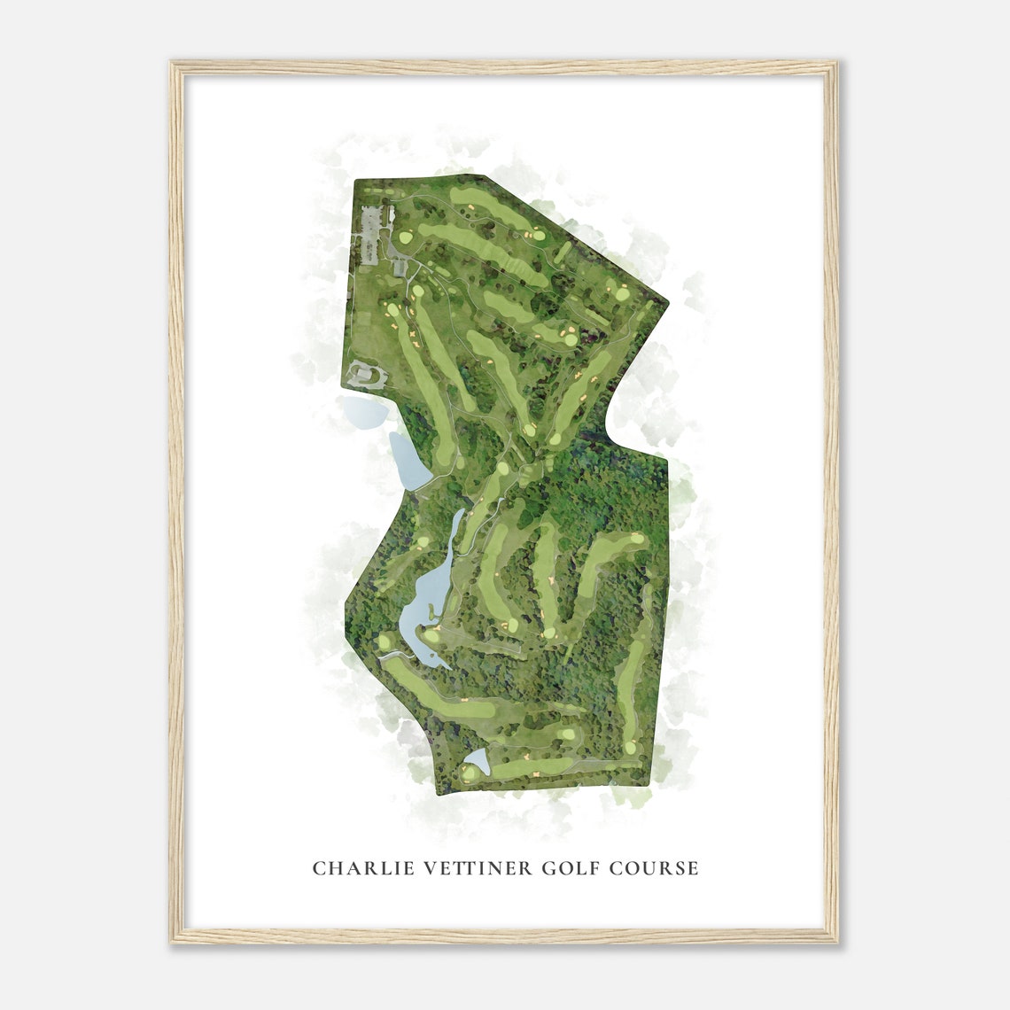 Charlie Vettiner Golf Course Kentucky Classic Watercolor Map Poster - Image 2
