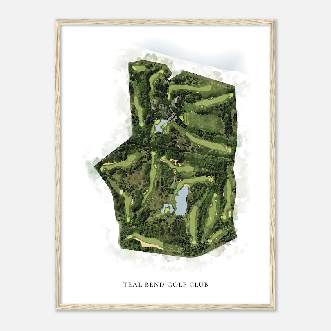 Teal Bend Golf Club Watercolor Aerial Course Map Sports Poster - Image 2
