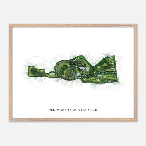Old Marsh Country Club In Wells Maine Classic Watercolor Map Golfer Gift Golf Wall Art Golf Poster Print Course Layout