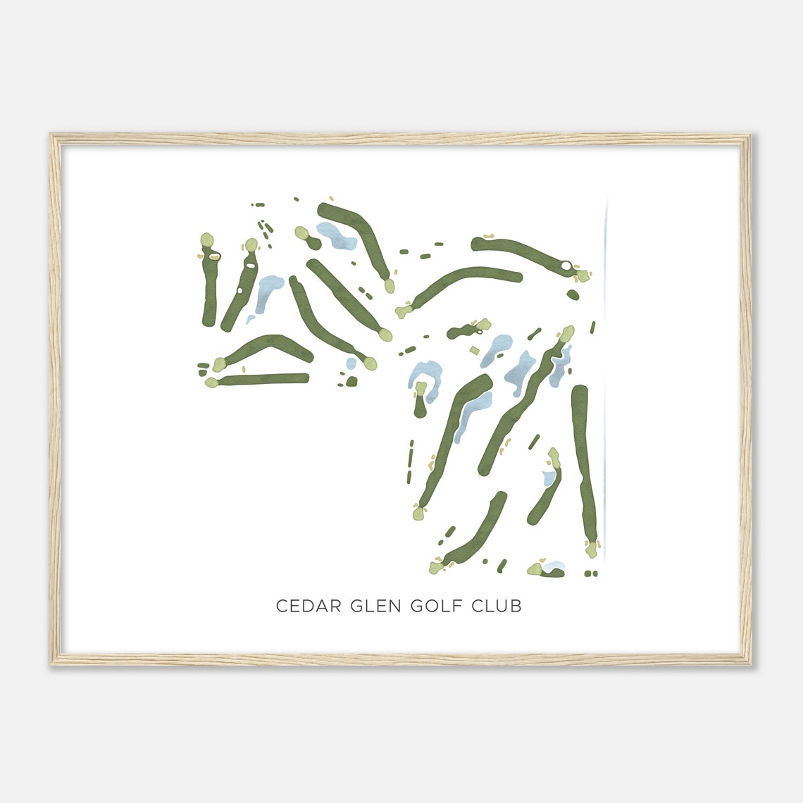 Cedar Glen Golf Club Michigan Modern Watercolor Golf Course Map Poster - Image 2
