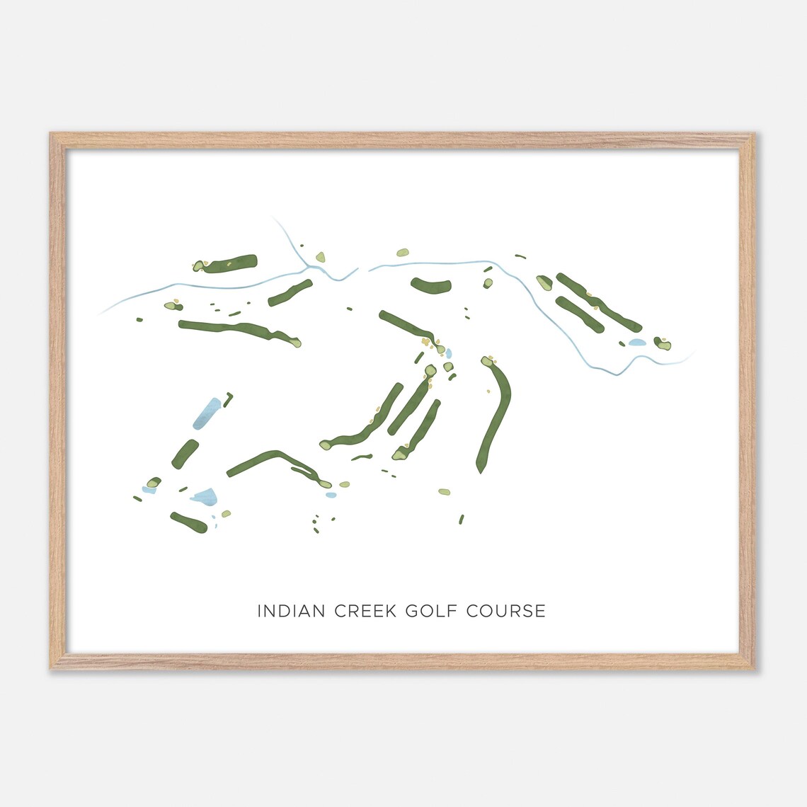 Indian Creek Golf Course Hood River Oregon Modern Watercolor Map Poster