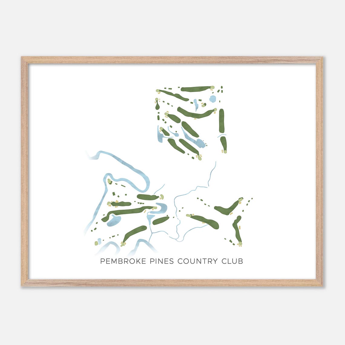 Pembroke Pines Country Club Minimalist Watercolor Course Map Poster