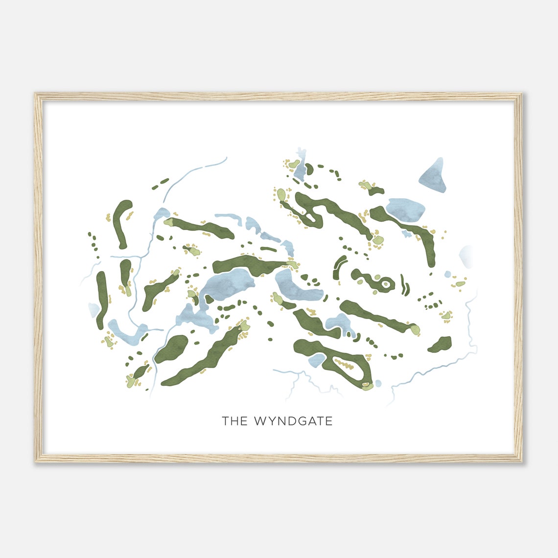 The Wyndgate Michigan Modern Watercolor Map Golfer Gift Golf Wall Art Golf Poster Print Course Layout