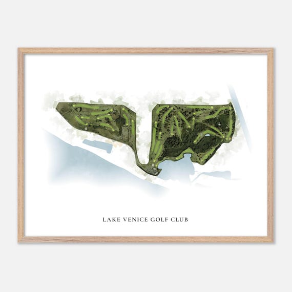 Lake Venice Golf Club In Venice Florida Classic Watercolor Map Golfer Gift Golf Wall Art Golf Poster Print Course Layout
