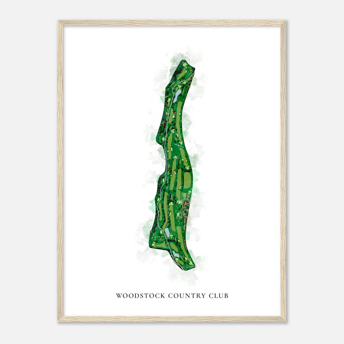 Woodstock Country Club Vermont Detailed Watercolor Course Map Poster