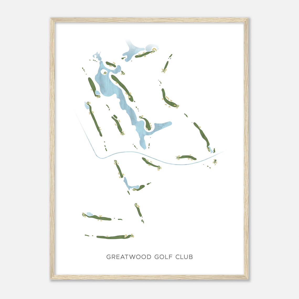 Greatwood Golf Club Texas Modern Watercolor Golf Course Map Poster - Image 2