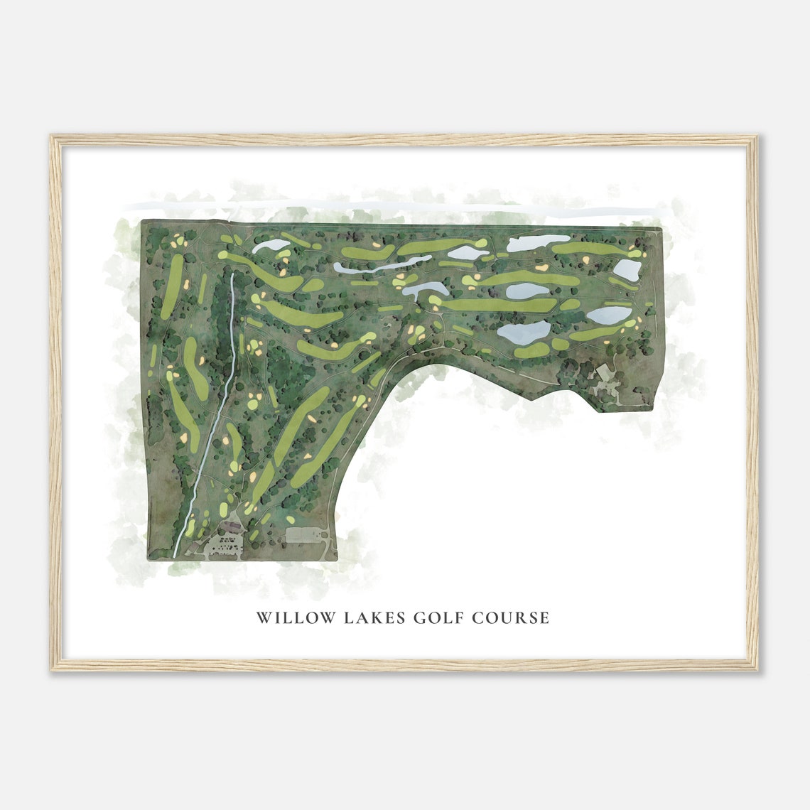 Willow Lakes Golf Course Nebraska Classic Watercolor Map Golfer Gift Golf Wall Art Golf Poster Print Course Layout - Image 2