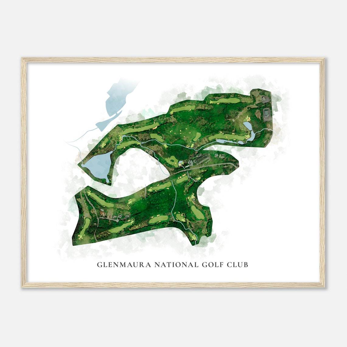 Glenmaura National Golf Club Classic Watercolor Golf Course Map Poster
