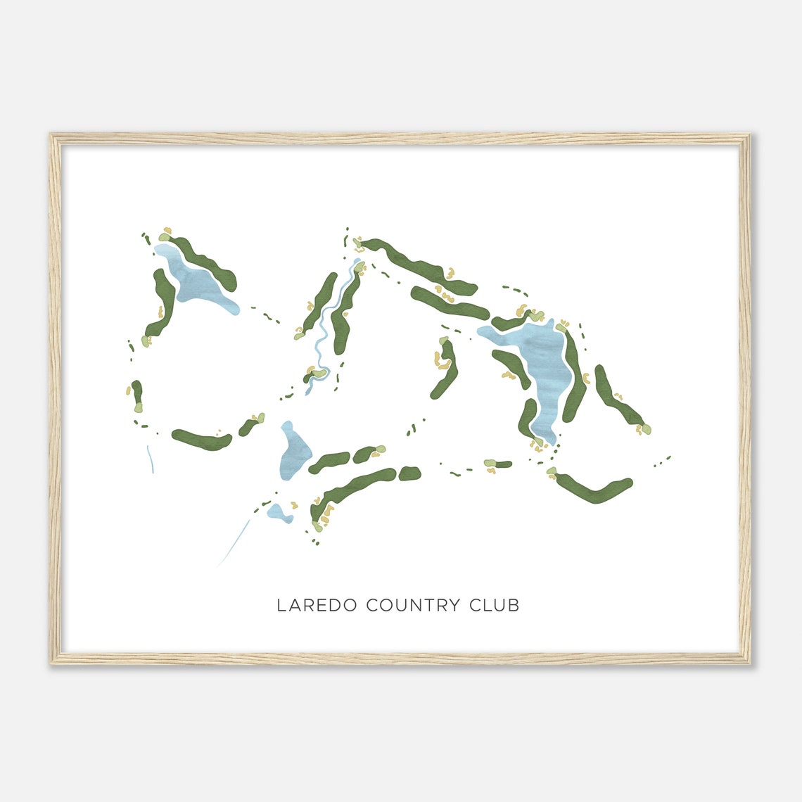 Laredo Country Club Texas Modern Watercolor Golf Course Map Poster