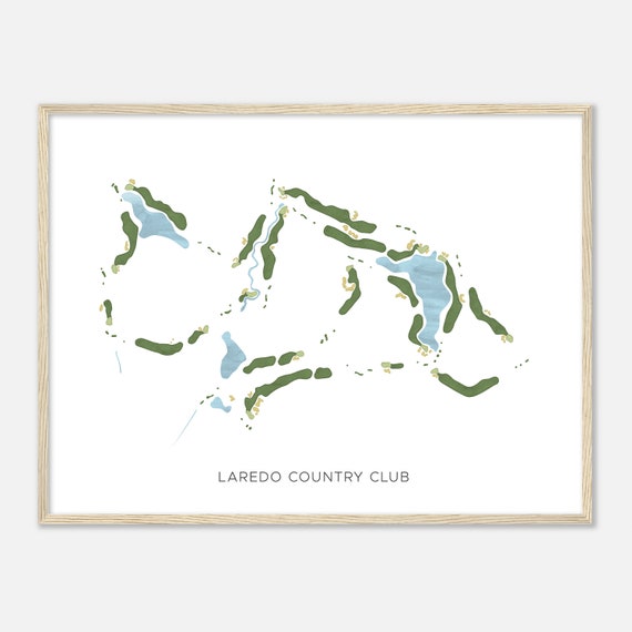 Laredo Country Club Texas Modern Watercolor Map Golfer Gift Golf Wall Art Golf Poster Print Course Layout