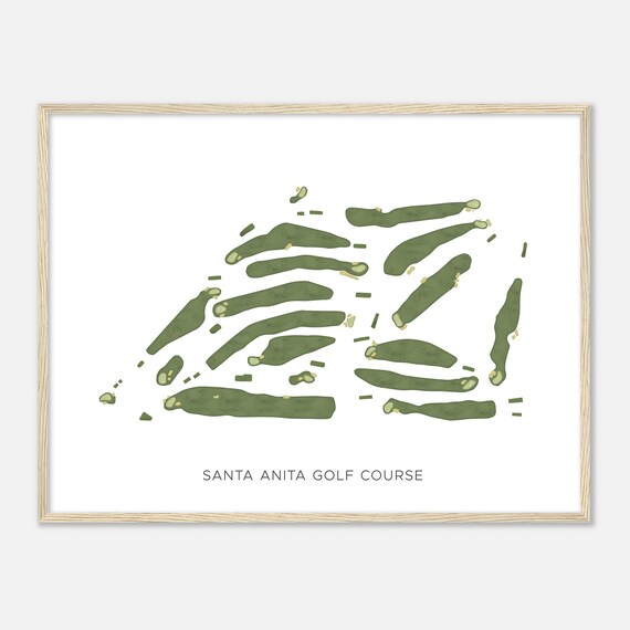 Santa Anita Golf Course California Modern Minimalist Golf Map Print