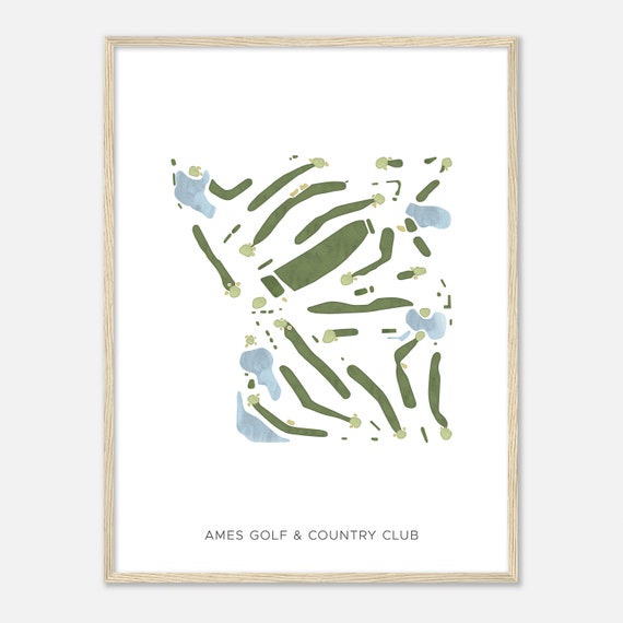 Ames Golf Country Club Iowa Modern Watercolor Map Golfer Gift Golf Wall Art Golf Poster Print Course Layout