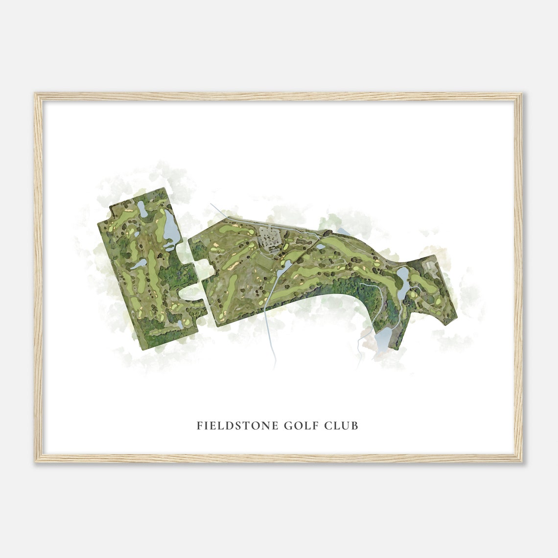 Fieldstone Golf Club Watercolor Aerial Map Golfer Gift Poster - Image 2