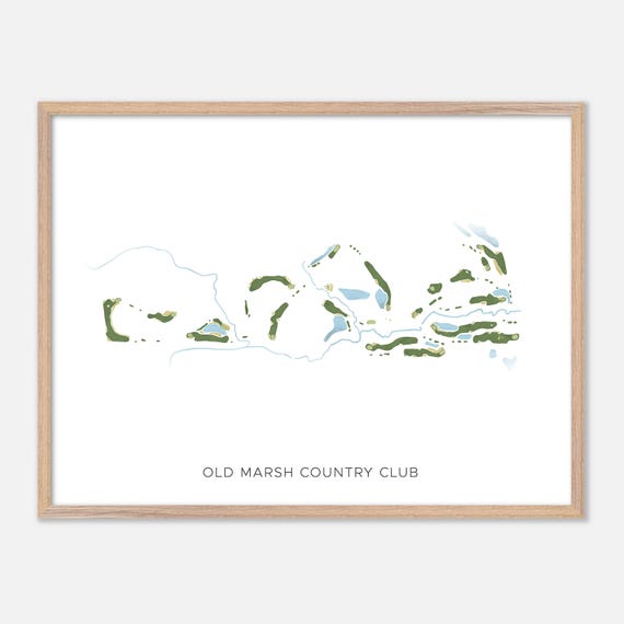 Old Marsh Country Club In Wells Maine Modern Watercolor Map Golfer Gift Golf Wall Art Golf Poster Print Course Layout