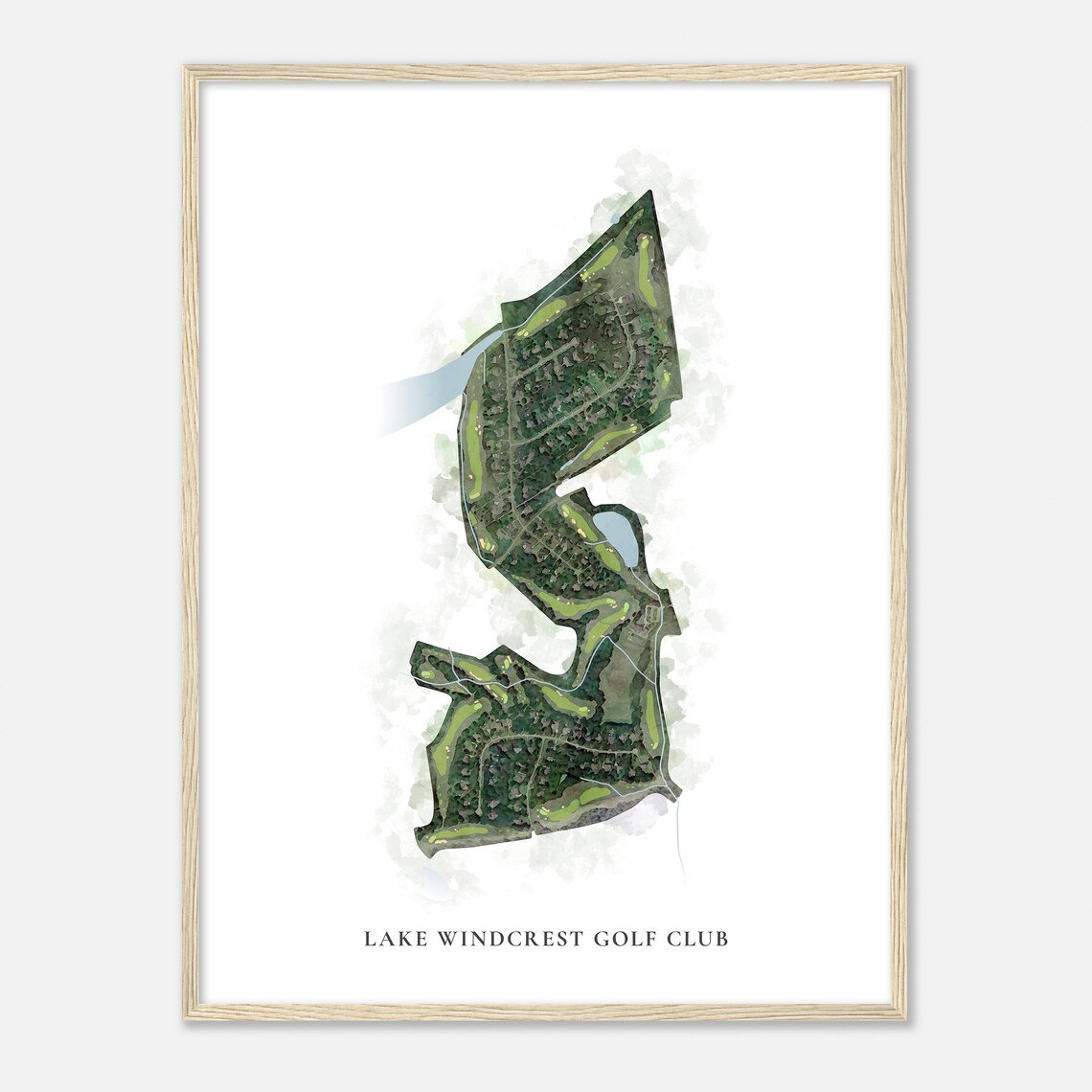 Lake Windcrest Golf Club Elegant Watercolor Aerial Course Map Art Poster - Image 2