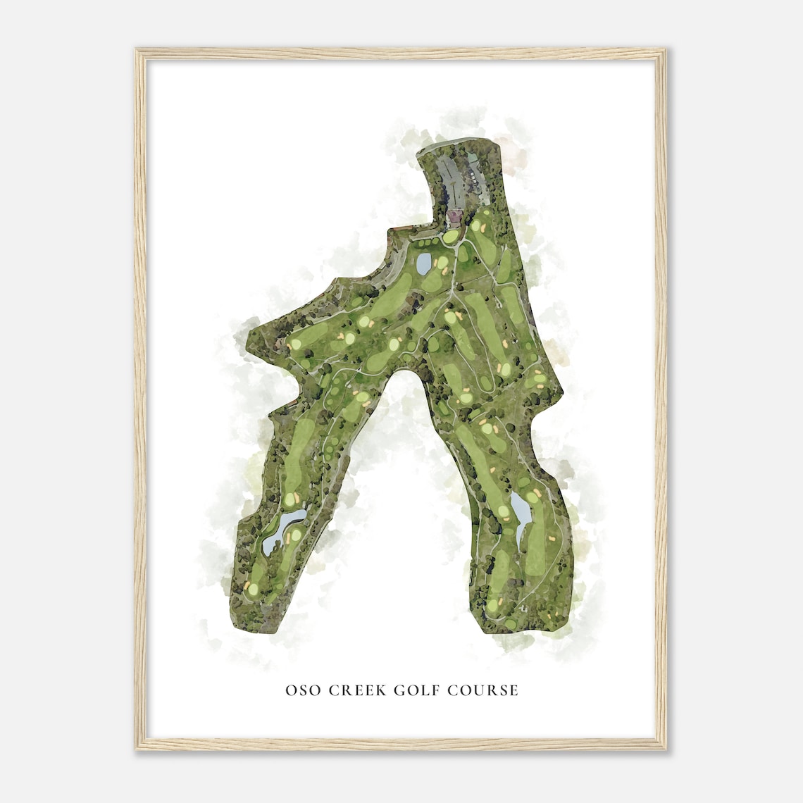 Oso Creek Golf Course California Classic Watercolor Map Golfer Gift Golf Wall Art Golf Poster Print Course Layout - Image 2