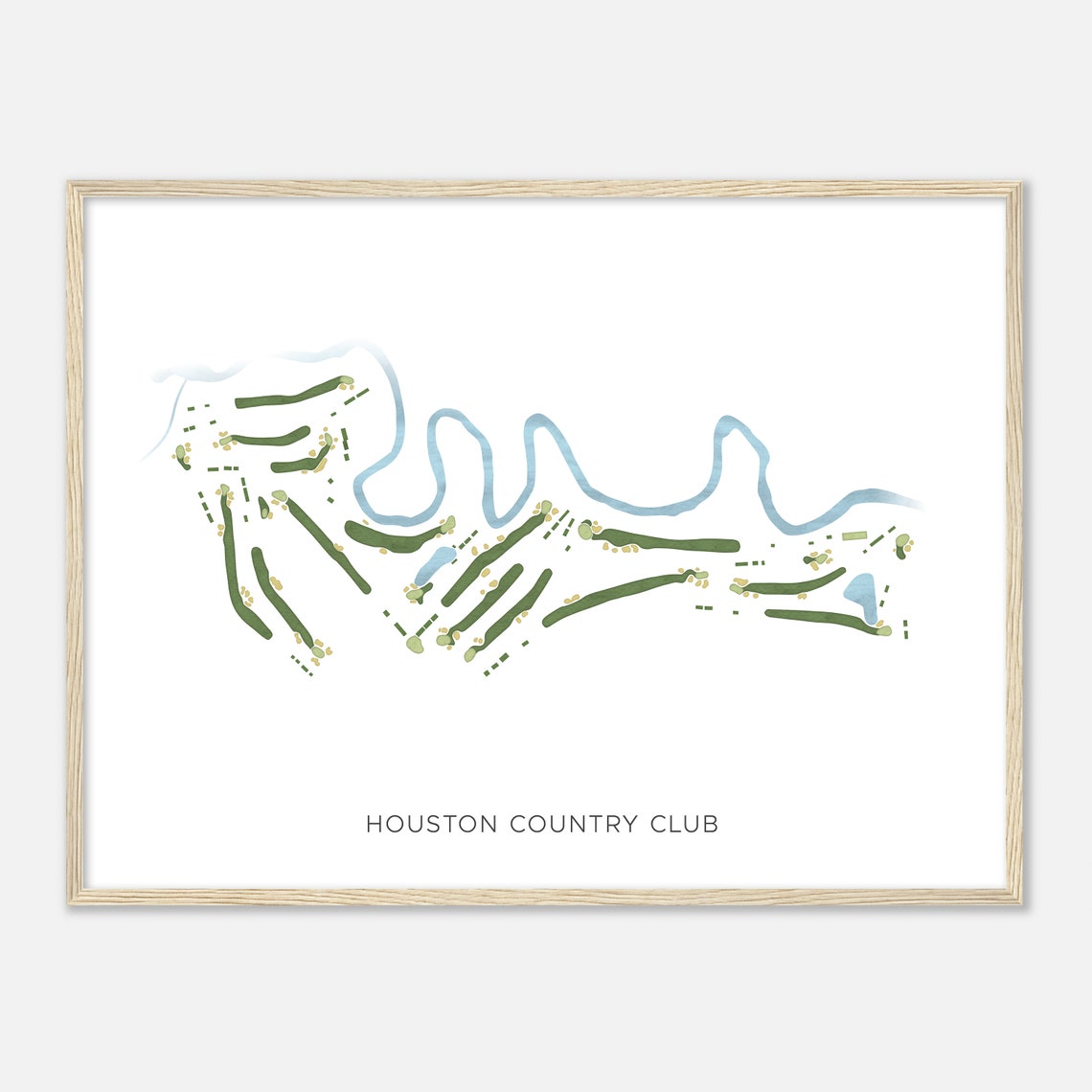 Houston Country Club Texas Modern Watercolor Course Map Poster - Image 2