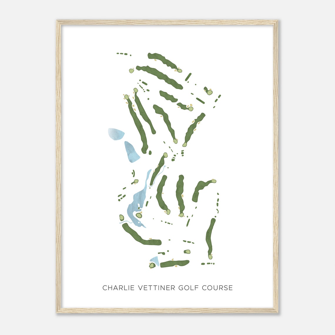 Charlie Vettiner Golf Course Kentucky Modern Watercolor Map Poster - Image 2