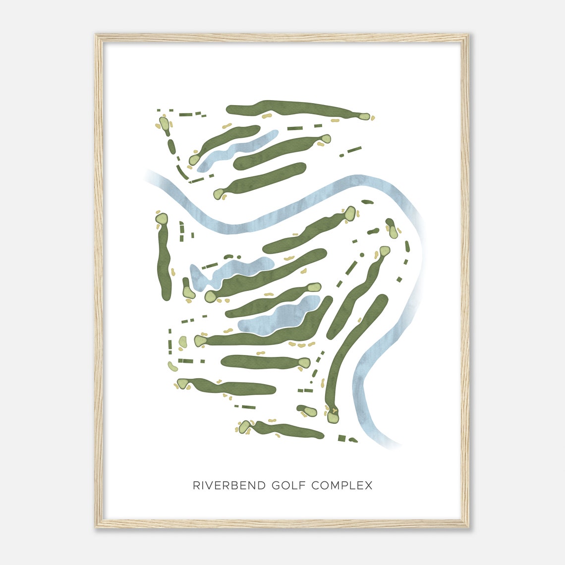 Riverbend Golf Complex Modern Watercolor River Fairway Map Poster - Image 2
