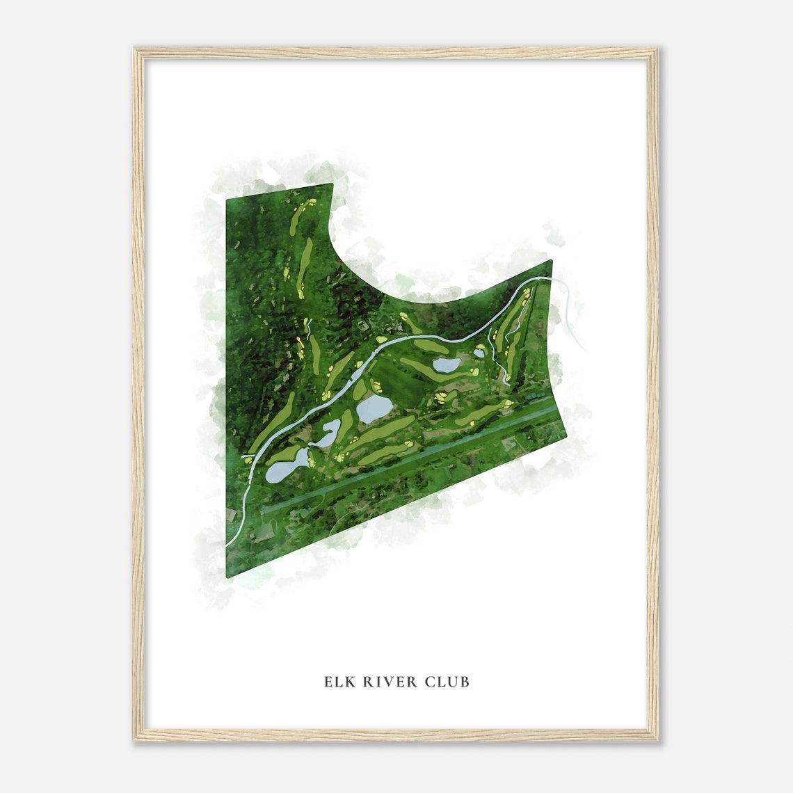 Elk River Club Classic Watercolor Golf Course Layout Map Poster