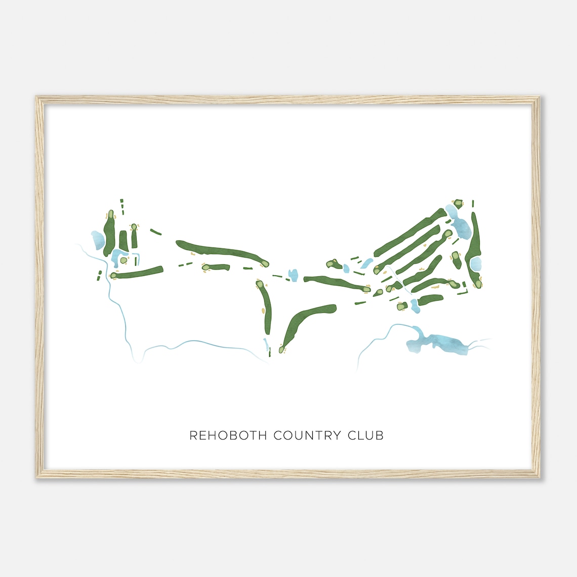Rehoboth Country Club Modern Minimalist Watercolor Course Map Poster