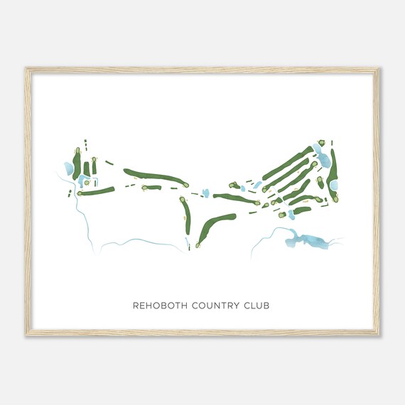 Rehoboth Country Club Massachusetts Modern Watercolor Map Golfer Gift Golf Wall Art Golf Poster Print Course Layout