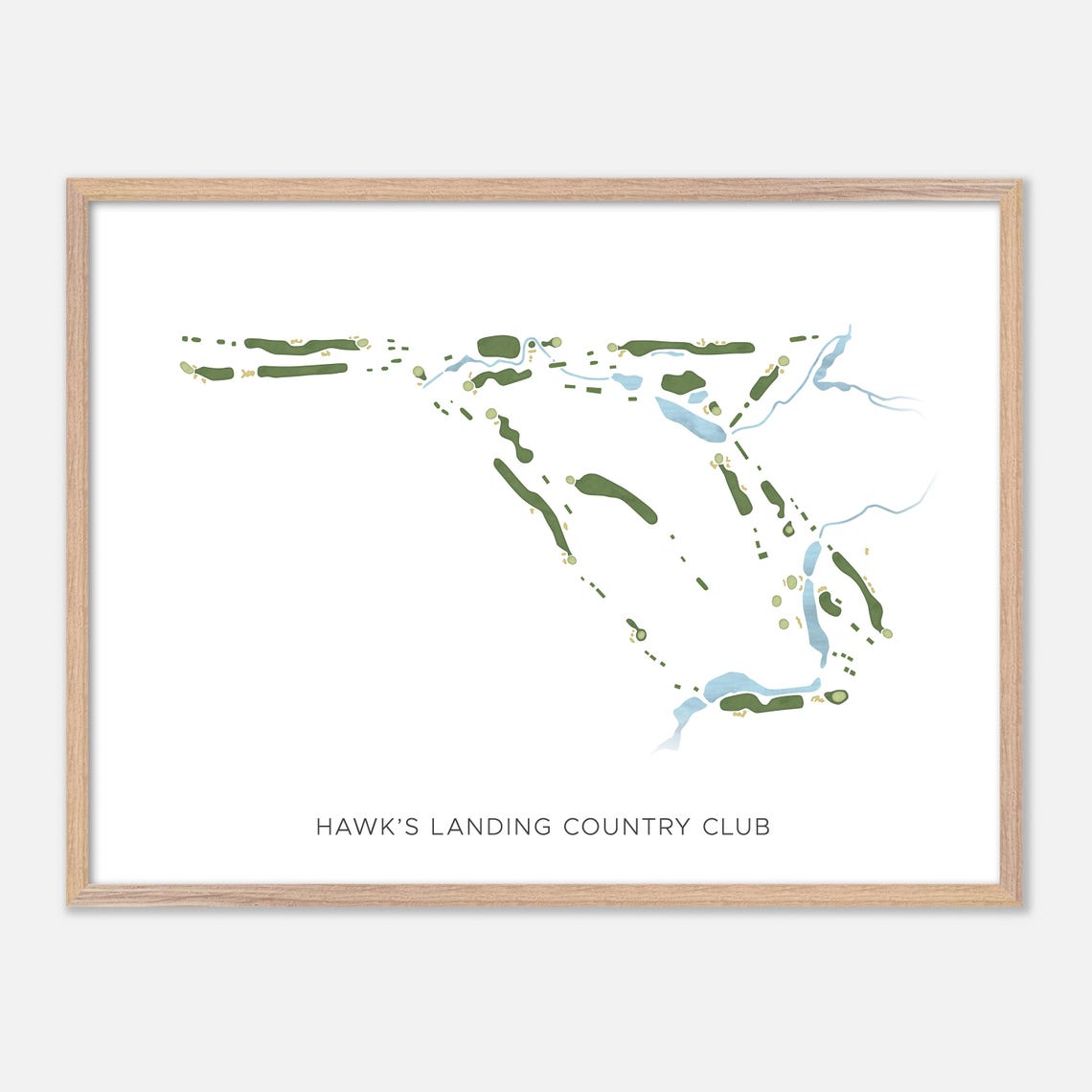 Hawk's Landing Country Club Minimalist Watercolor Course Map Poster
