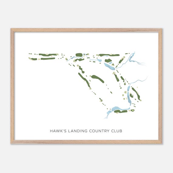 Hawks Landing Country Club In Southington Connecticut Modern Watercolor Map Golfer Gift Golf Wall Art Golf Poster Print