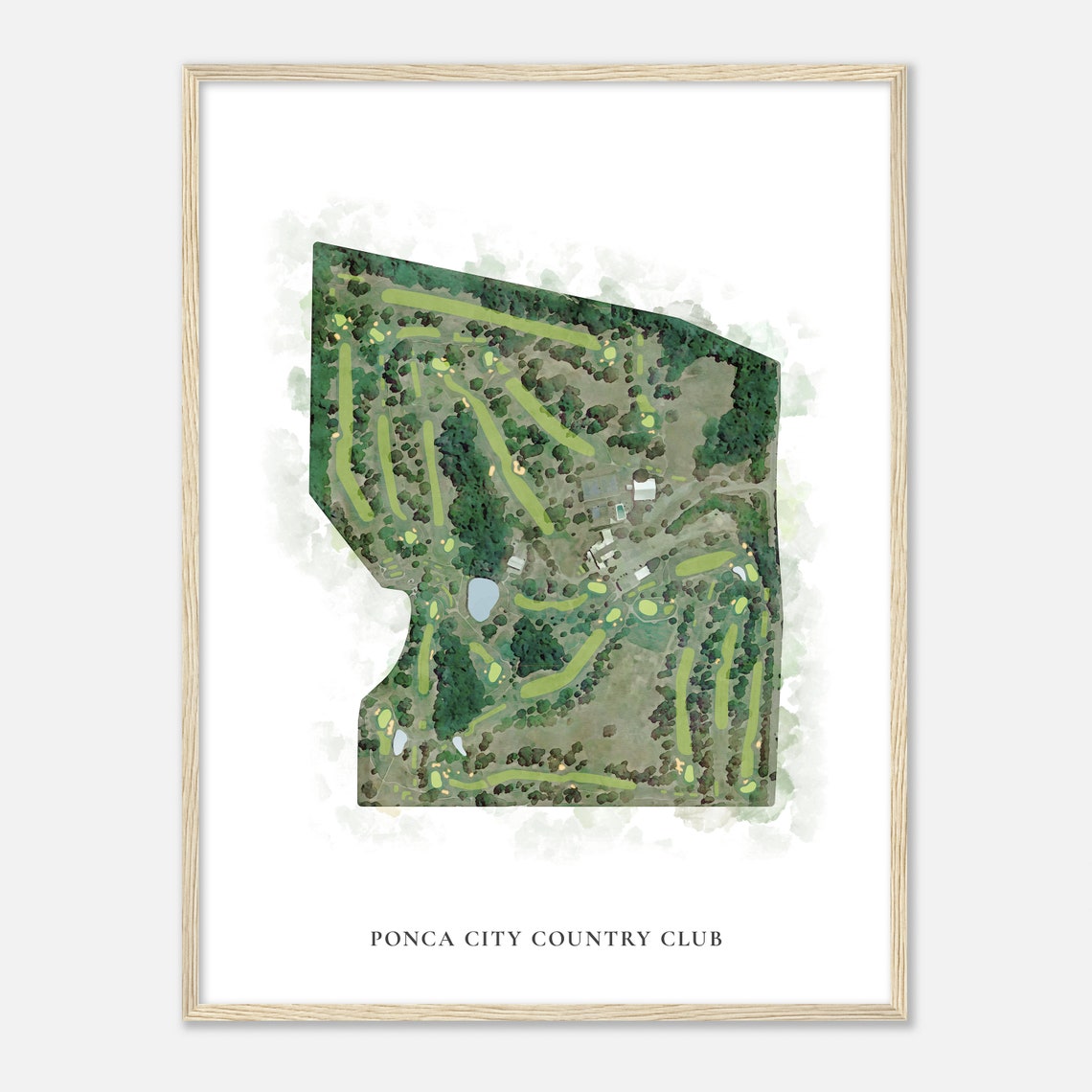 Ponca City Country Club Oklahoma Classic Watercolor Map Golfer Gift Golf Wall Art Golf Poster Print Course Layout - Image 2