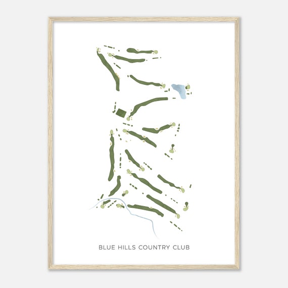 Blue Hills Country Club Missouri Modern Watercolor Map Golfer Gift Golf Wall Art Golf Poster Print Course Layout