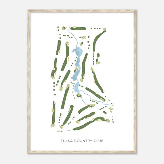 Tulsa Country Club Oklahoma Modern Watercolor Map Golfer Gift Golf Wall Art Golf Poster Print Course Layout