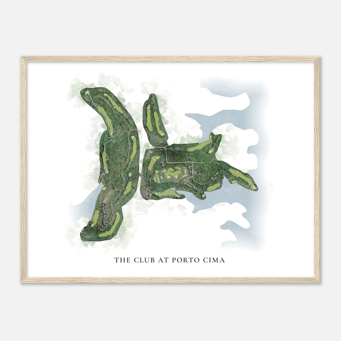 The Club at Porto Cima Watercolor Aerial Golf Course Map Poster - Image 2