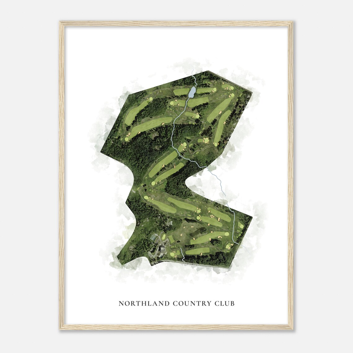 Northland Country Club Classic Watercolor Aerial Course Map Poster - Image 2