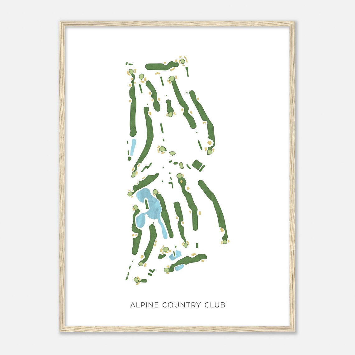 Alpine Country Club Rhode Island Modern Watercolor Map Golfer Gift Golf Wall Art Golf Poster Print Course Layout