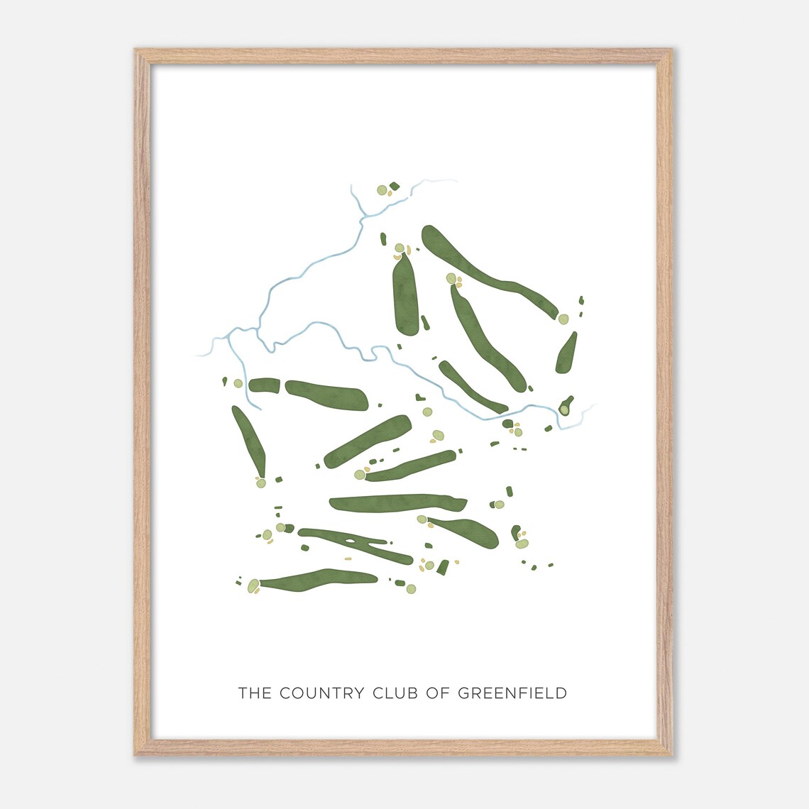 The Country Club of Greenfield Modern Watercolor Course Map Poster - Image 6