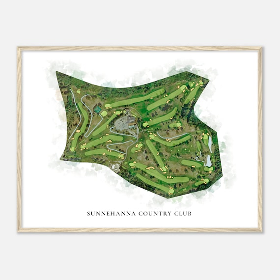 Sunnehanna Country Club Pennsylvania Classic Watercolor Map Golfer Gift Golf Wall Art Golf Poster Print Course Layout
