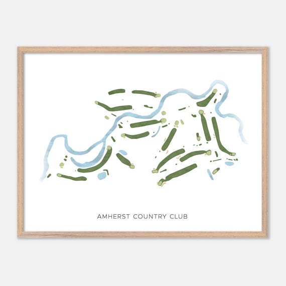 Amherst Country Club In Amherst New Hampshire Modern Watercolor Map Golfer Gift Golf Wall Art Golf Poster Print Course Layout